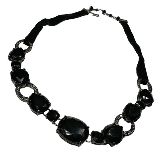 Black Onyx Beaded Crystal Necklace and FREE Earrings - Picture 2 of 10